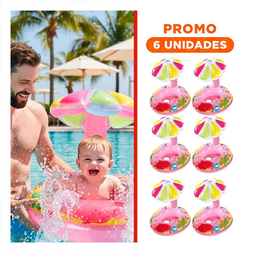Pack6 Inflable Flor Rosado Divertido y Colorido para Juegos en Agua