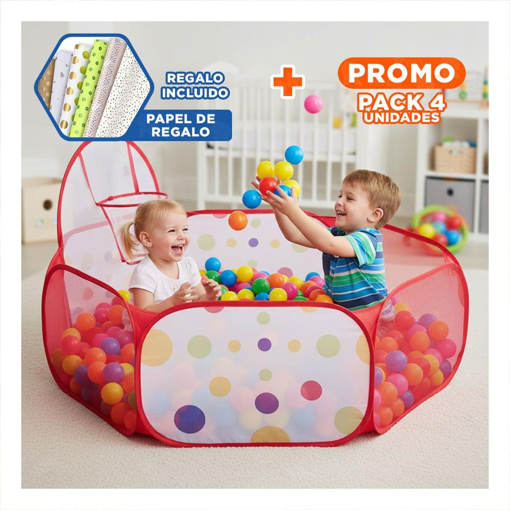 Pack4 Corral de Pelotas para Casa y Hogar con Estilo Festivo y Uso Familiar Y+Papel Regalo