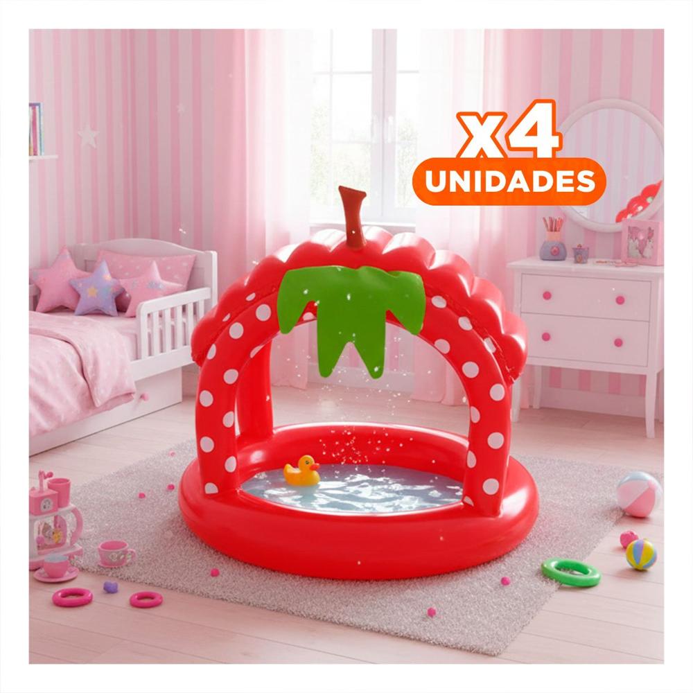 Pack4 Alberca Fresita Inflable para Casa y Jardin con Ambiente de Verano