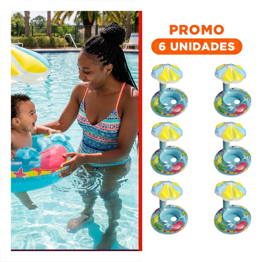 Pack6 Flotante Flor Celeste Seguro y Ligero para Piscina y Playa