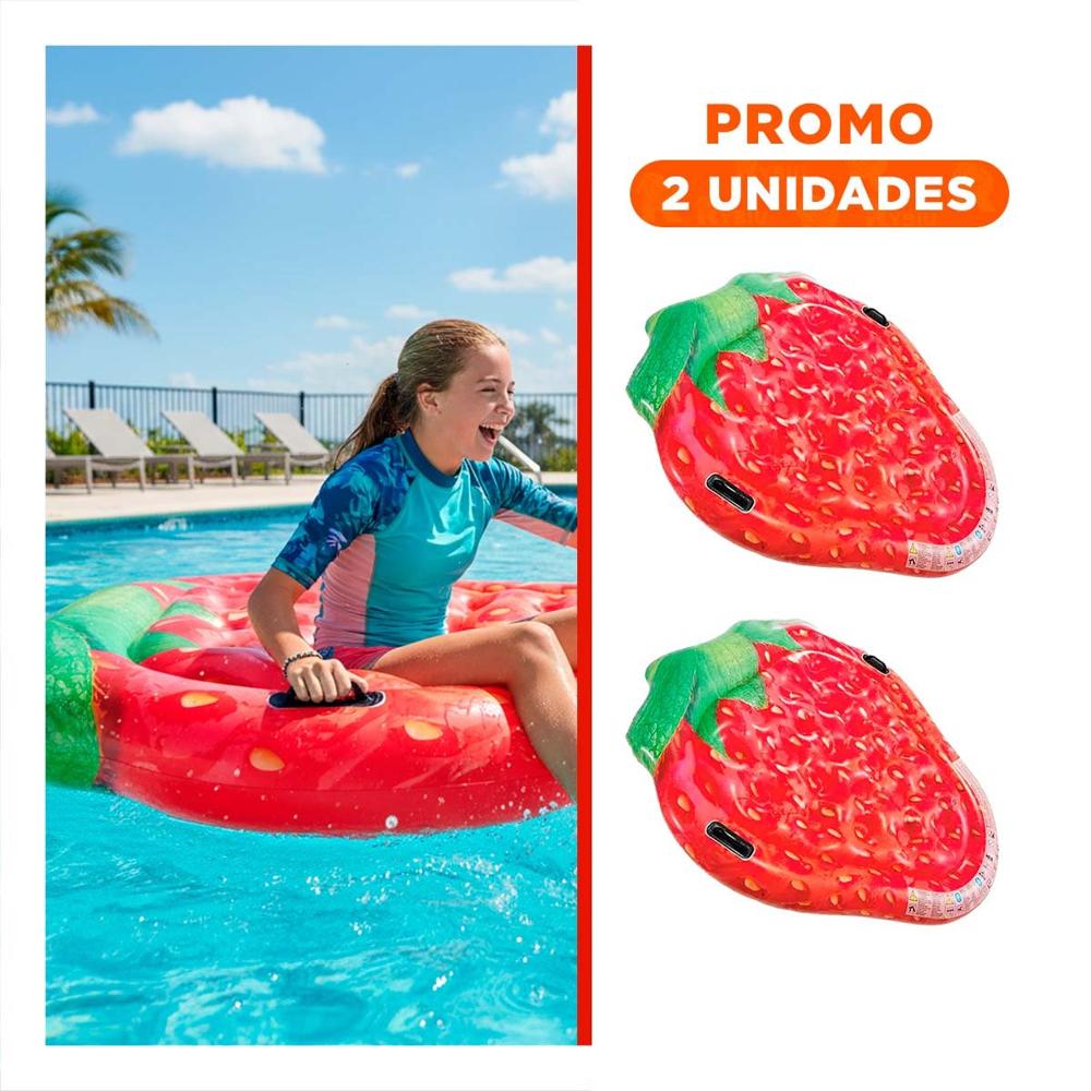 Pack2 Flotante Isla De Fresas 137 x 132 cm Divertido y Seguro para Piscina
