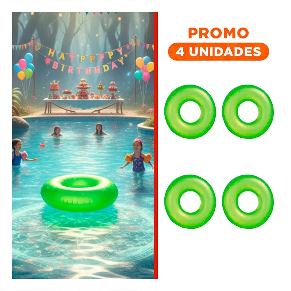 Pack4 Inflable Neon Verde 91 cm Divertido para Piscina Infantil Y+Regalo Sticker