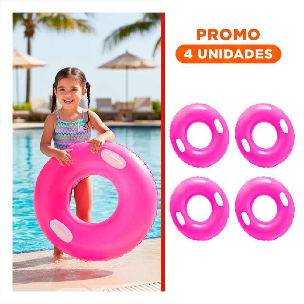 Pack4 Juguete con Asa Fucsia 76 cm Ludico y Seguro para Niños en Piscina Y+Regalo Sticker