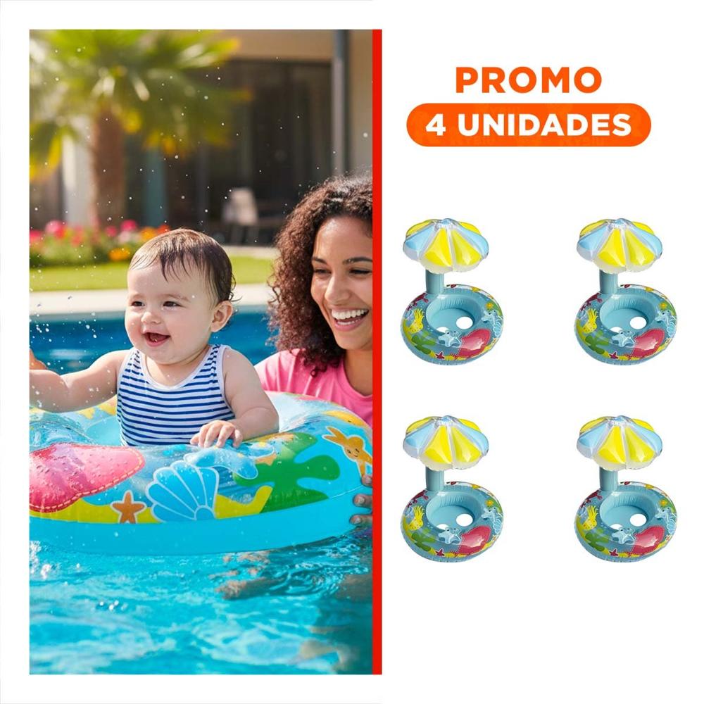 Pack4 Flotante Flor Celeste Divertido y Comodo para Juegos Acuaticos Y+Regalo Sticker