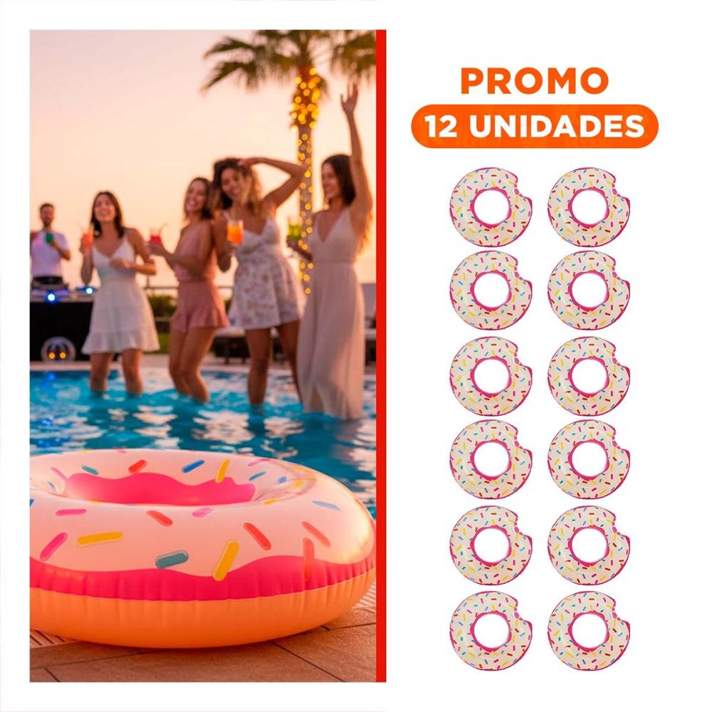 Pack12 Salvavidas Inflable Donal Pink 107 cm Ligero y Resistente Y+Regalo Sticker
