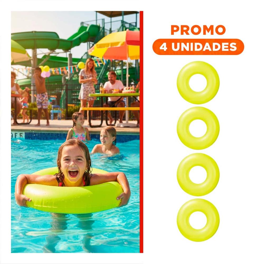Pack4 Juguete Neon Amarillo 91 cm Inflable para Piscina Y+Regalo Sticker
