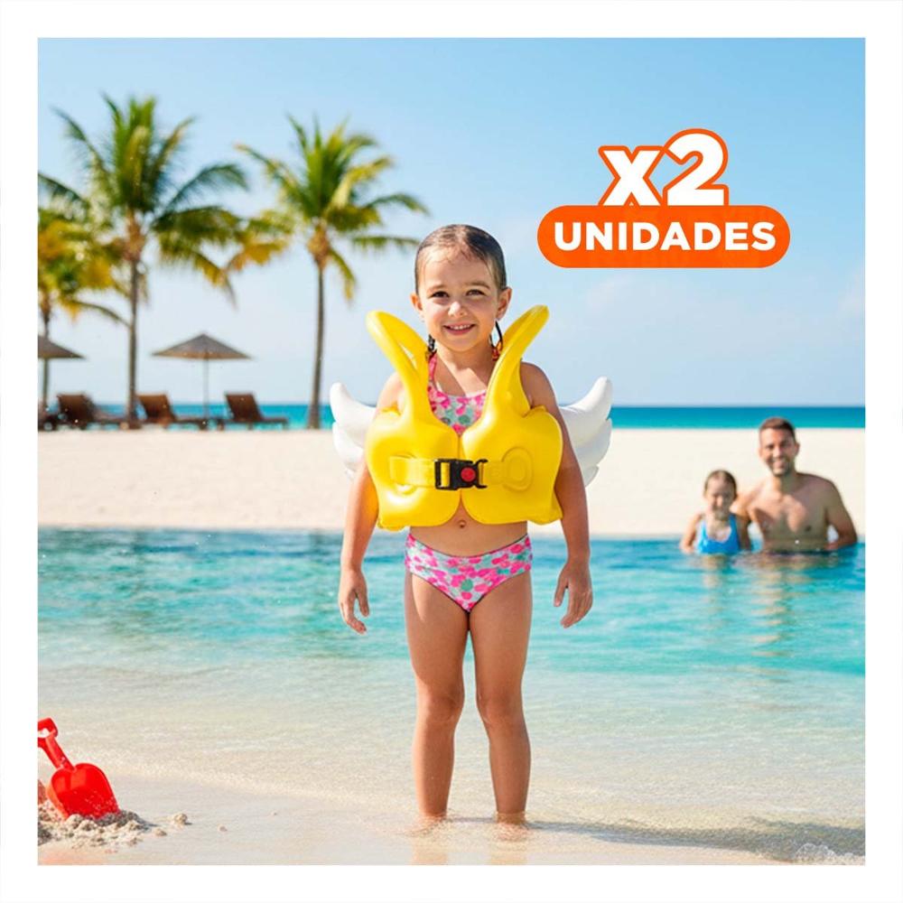 Pack2 Colchoneta con Alas Amarillo para Piscina y Actividades Infantiles Y+Regalo Sticker