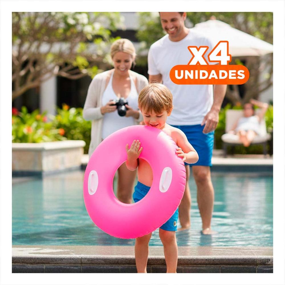 Pack4 Flotador con Asa Fucsia 76 cm Divertido y Ludico para Piscina Infantil