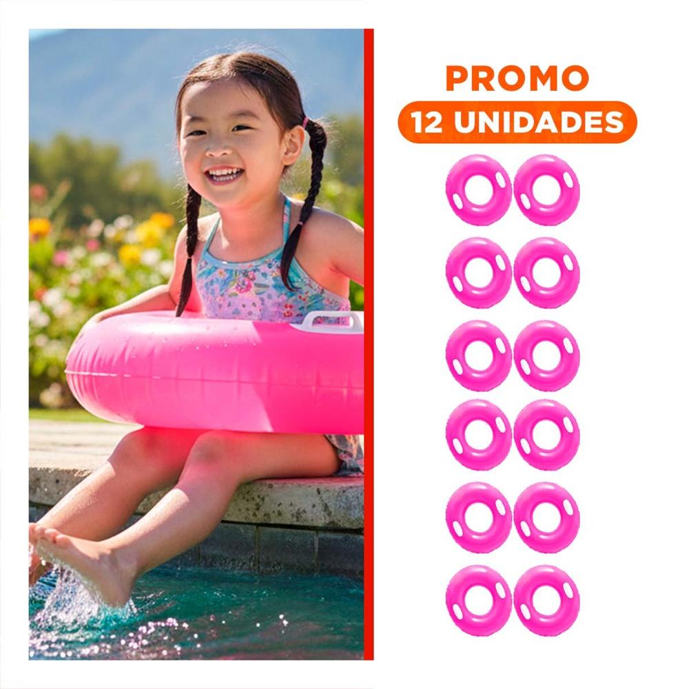 Pack12 Salvavidas con Asa Fucsia 76 cm Divertido y Facil de Usar para Piscina Y+Regalo Sticker