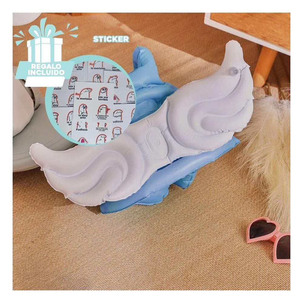 Inflable con Alas Azul Claro Acuatico y Colorido para Niños en Piscina Y+Regalo Sticker