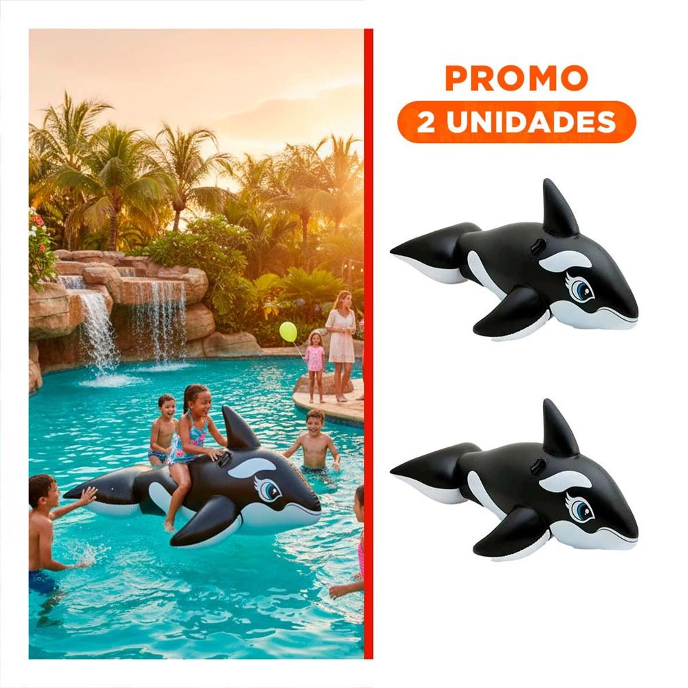 Pack2 Flotador Orca 193 x 119 cm Divertido y Seguro para Piscina