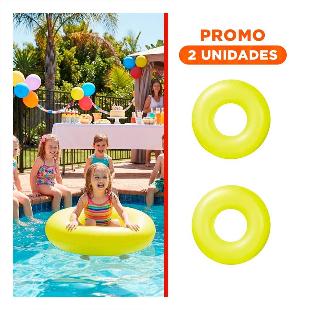 Pack2 Flotante Neon Amarillo 91 cm Divertido y Seguro para Piscina