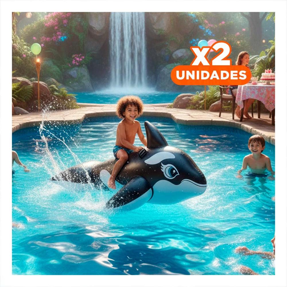 Pack2 Flotador Acuatico Orca 193 x 119 cm para Piscina Infantil Y+Regalo Sticker
