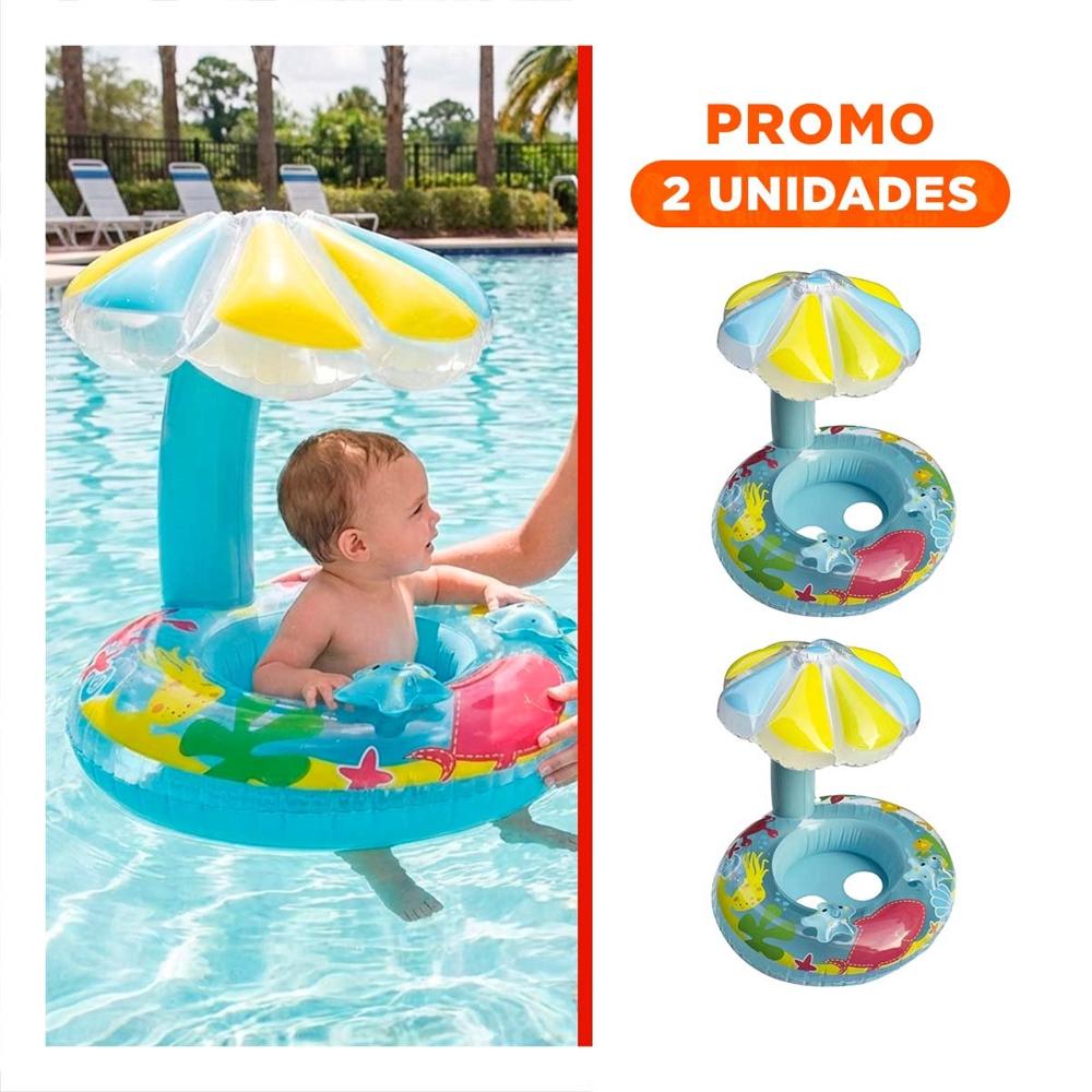 Pack2 Flotador de Flor Celeste Seguro y Divertido para Piscina Infantil