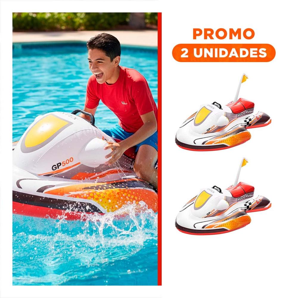 Pack2 Flotante Moto 117 x 77 cm Divertido y Seguro para Piscina