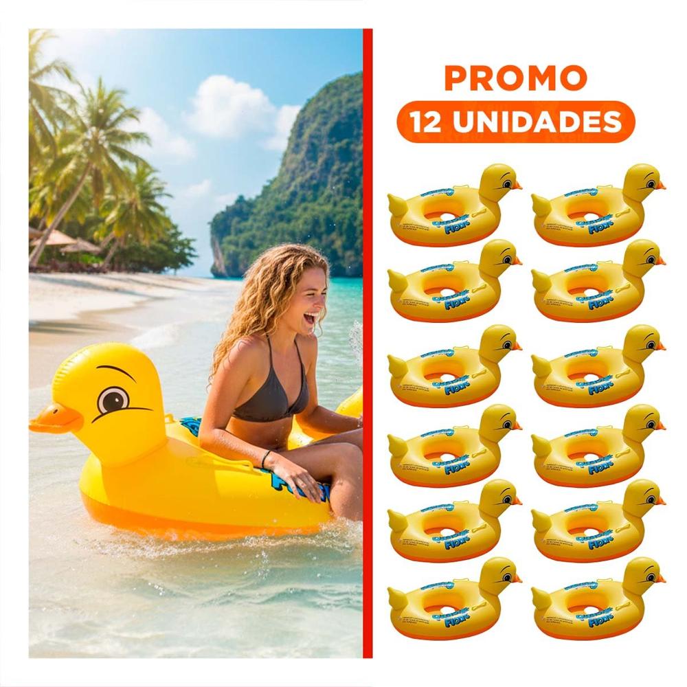 Pack12 Salvavidas Acuatico Pato 31 x 24 cm Divertido para Juegos Y+Regalo Sticker