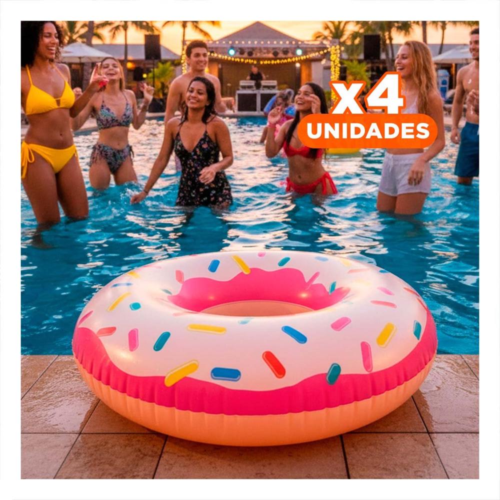 Pack4 Flotante Inflable Donal Pink 107 cm Divertido para Piscina