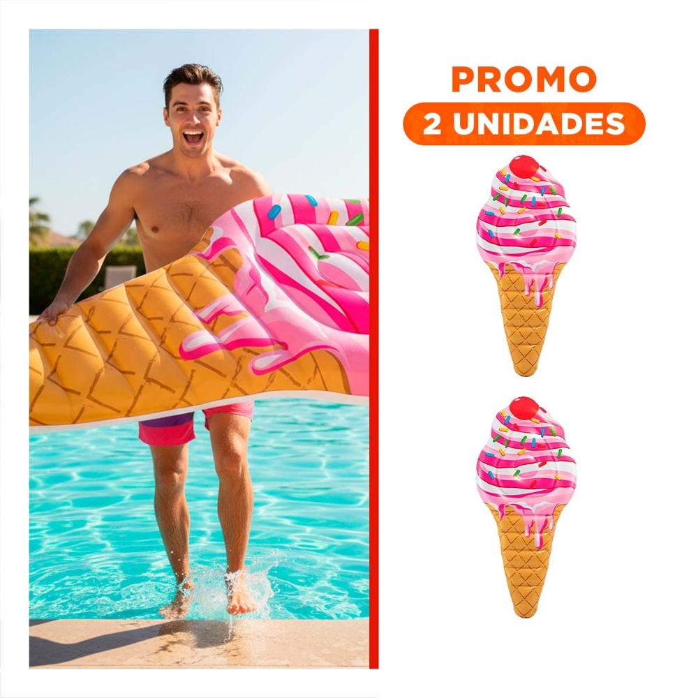 Pack2 Flotante en Forma de Helado 107 x 224 cm Divertido para Piscina