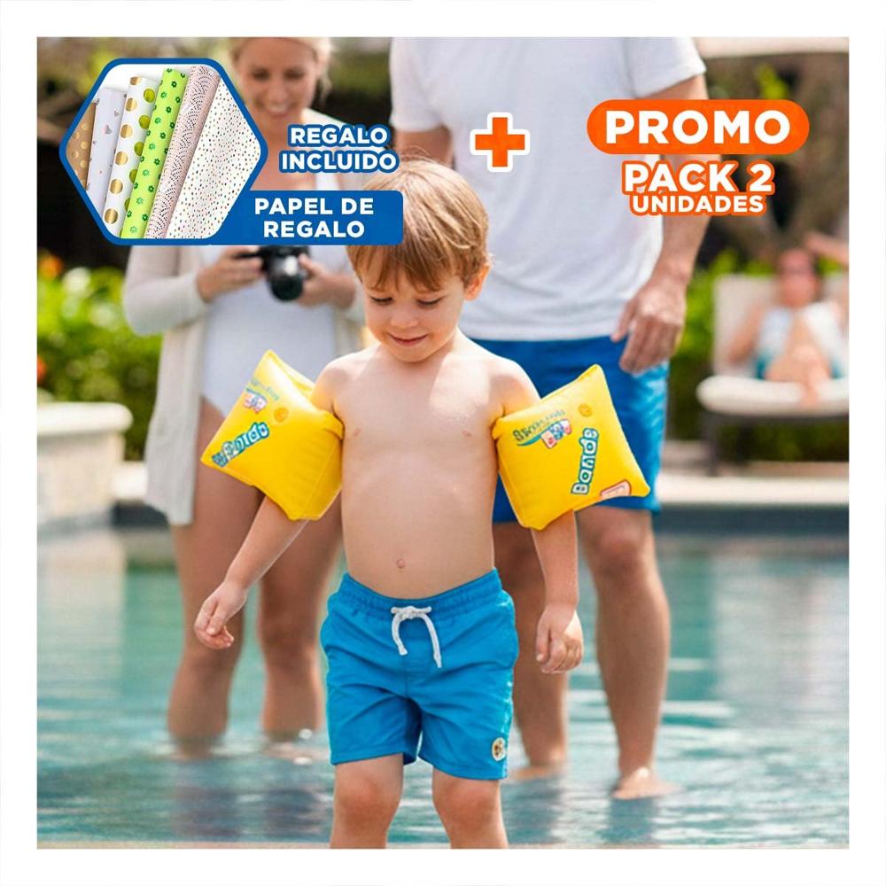 Pack2 Manguito Inflable de Brazo 30 x 15 cm Divertido para Juegos en Agua Y+Papel Regalo