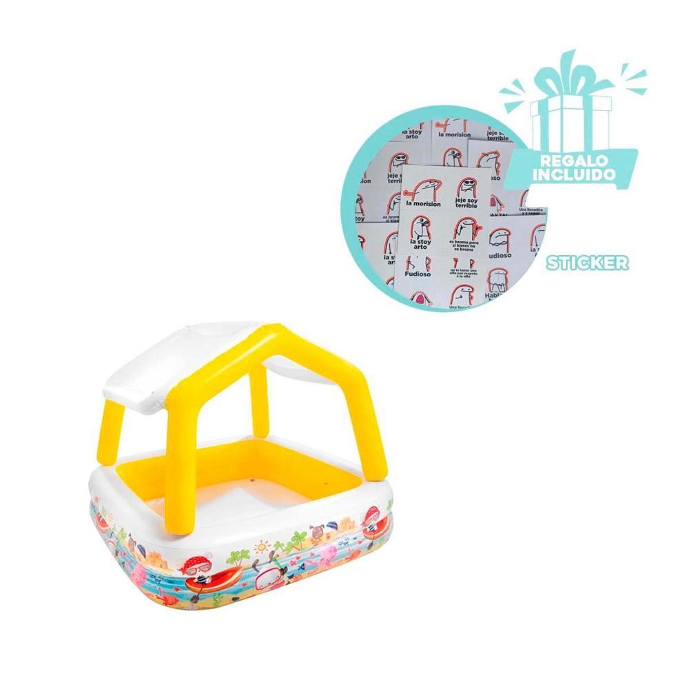 Piscina Inflable con Toldo Desmontable para Jardin Hogar y Juegos Acuaticos Y+Regalo Sticker