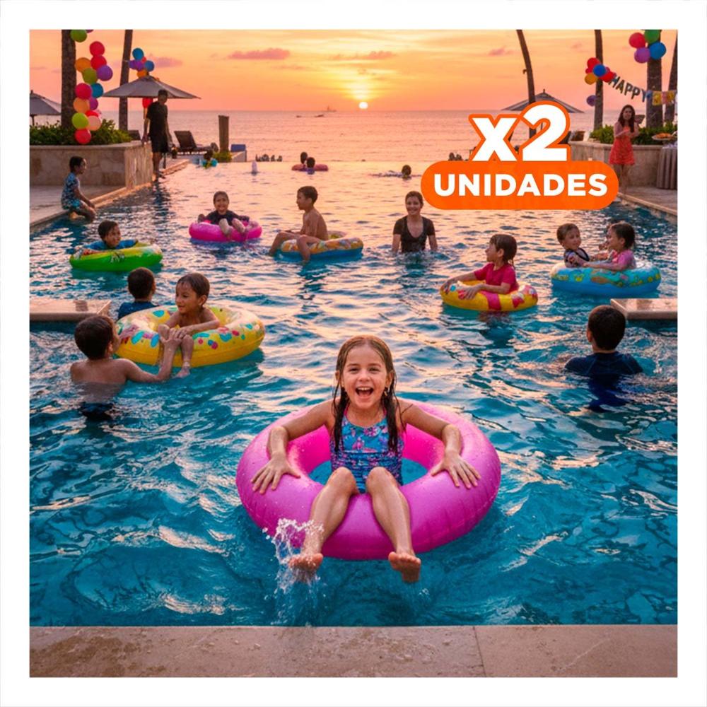 Pack2 Flotador Acuatico Neon 91 cm Seguro y Colorido Rosado Neon para Niños Y+Regalo Sticker