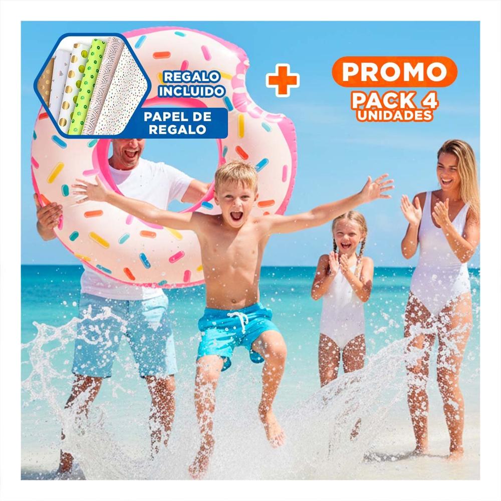 Pack4 Flotante para Piscina Donal Pink 107 cm Colorido y Ligero Y+Papel Regalo