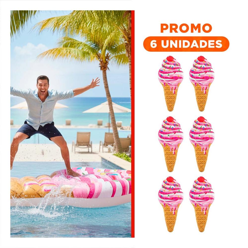 Pack6 Juguete Acuatico en Forma de Helado 107 x 224 cm para Juegos