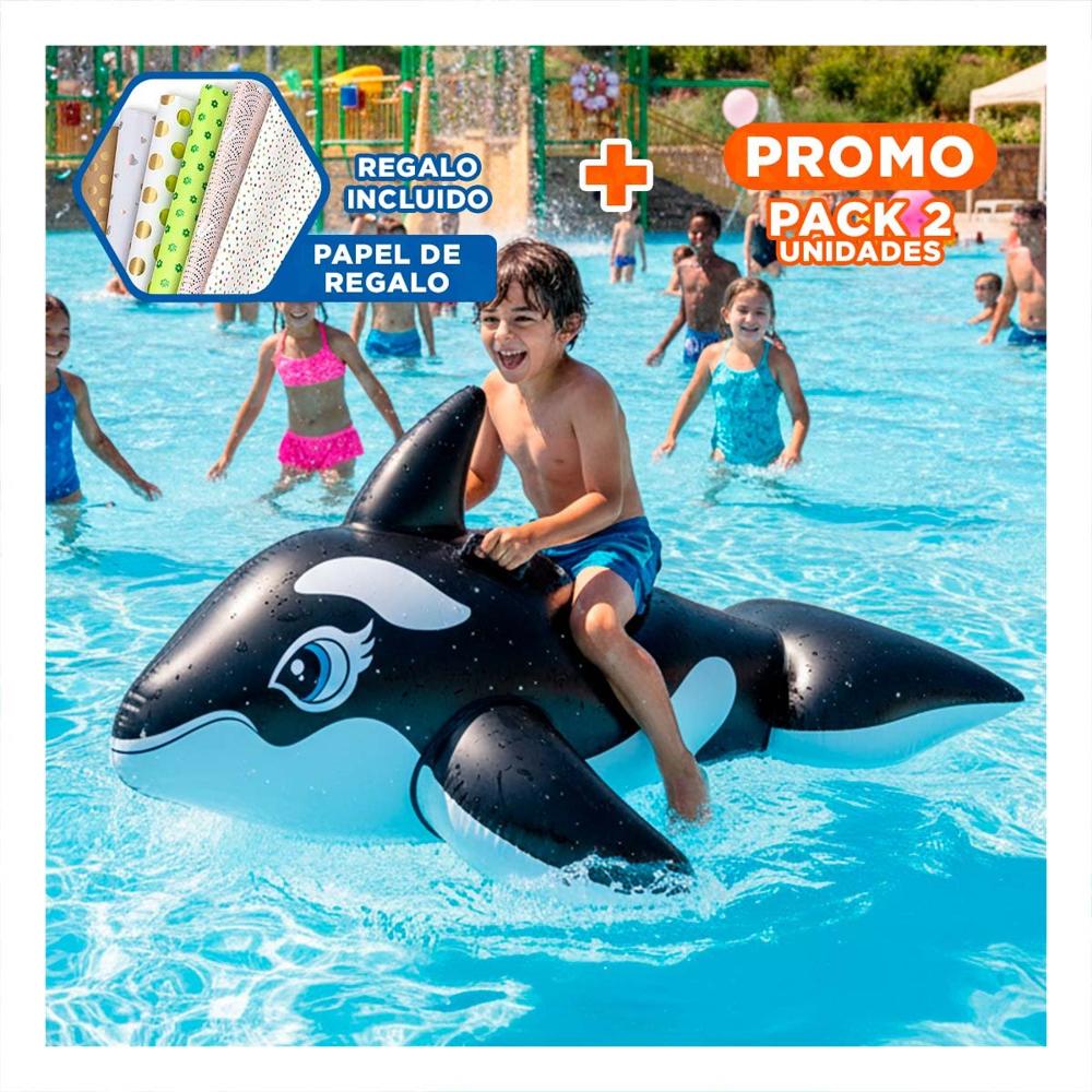 Pack2 Flotador Inflable Orca 193 x 119 cm para Juegos en Agua Y+Papel Regalo