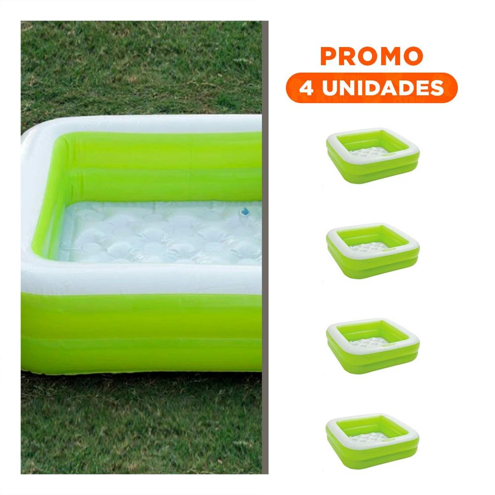 Pack4 Pileta Acolchada 85x85x23cm Verde para Juegos de Agua en el Hogar Y+Regalo Sticker