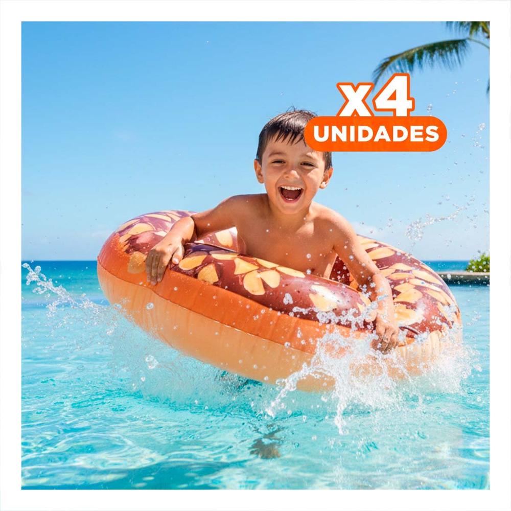 Pack4 Flotante Inflable Donal Chocolate 114 cm Divertido para Piscina