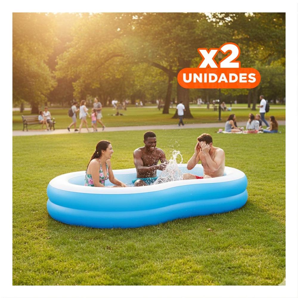 Pack2 Espacio Acuatico Familiar Inflable para Hogar y Jardin con Superficie Y+Regalo Sticker