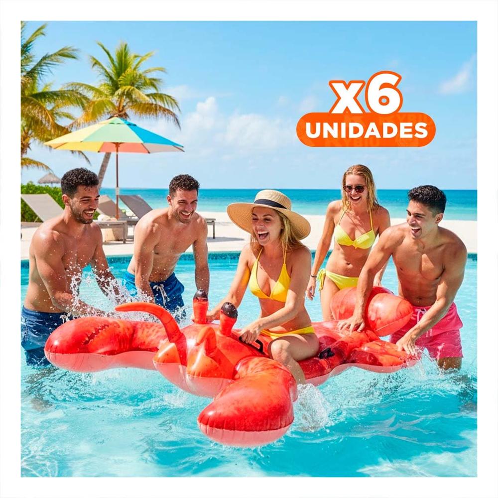 Pack6 Juguete Flotante Langosta 213 x 137 cm Seguro para Piscina Y+Regalo Sticker