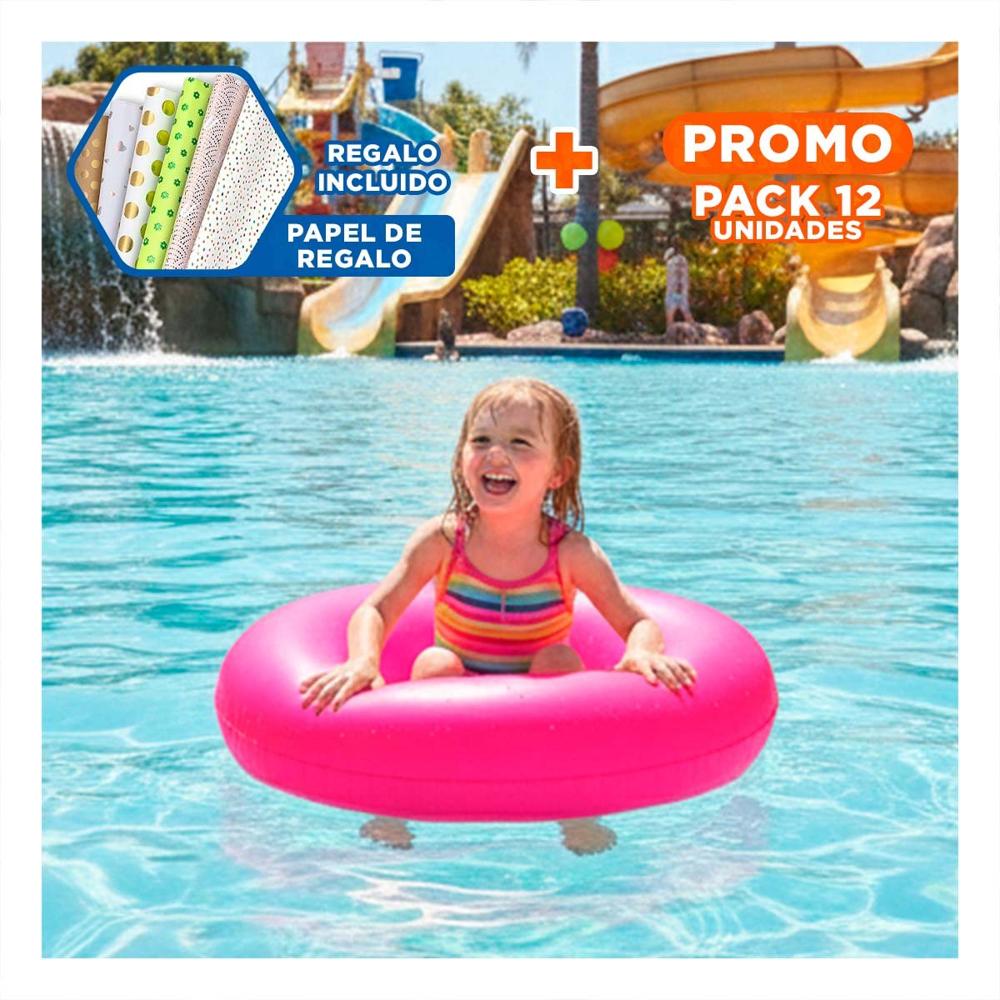 Pack12 Flotante Neon 91 cm Inflable Divertido y Seguro Rosado Neon para Piscina Y+Papel Regalo