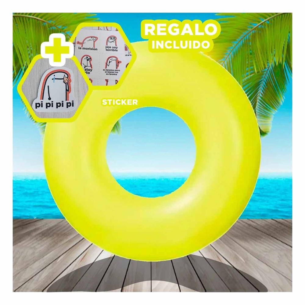 Colchoneta Divertida Neon Amarillo 91 cm para Niños en Piscina Y+Regalo Sticker