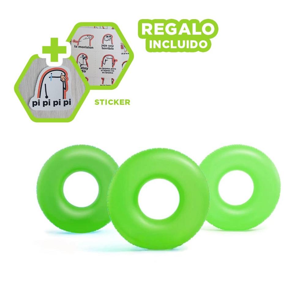 Colchoneta Divertida Neon Verde 91 cm para Niños en Piscina Y+Regalo Sticker