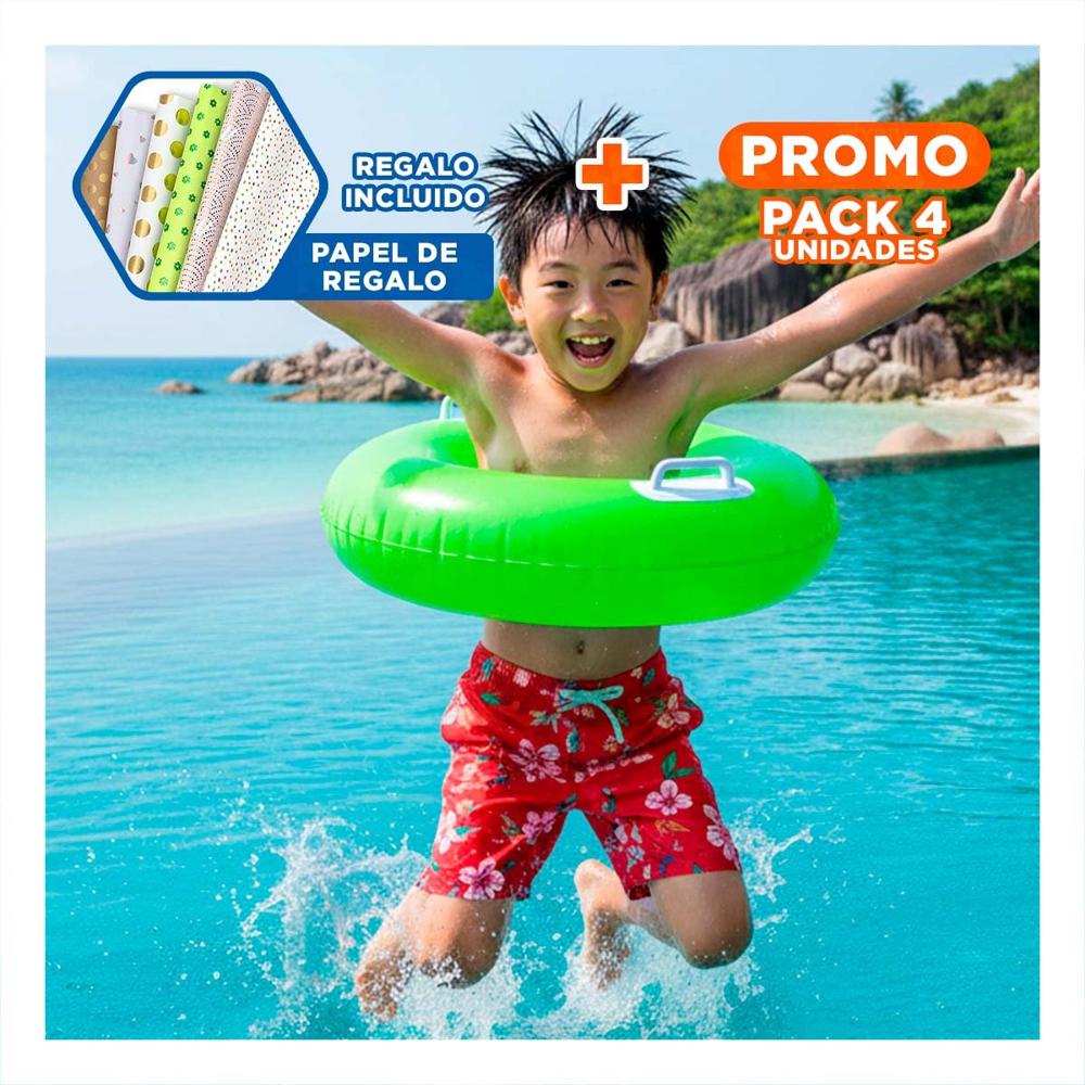 Pack4 Flotador con Asa Verde 76 cm Infantil Seguro y Resistente para Juegos Y+Papel Regalo