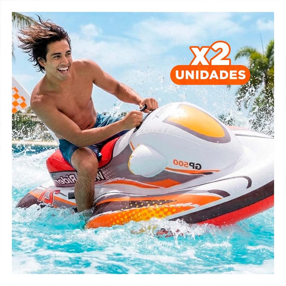 Pack2 Flotante Inflable Moto 117 x 77 cm Ligero para Niños Y+Regalo Sticker