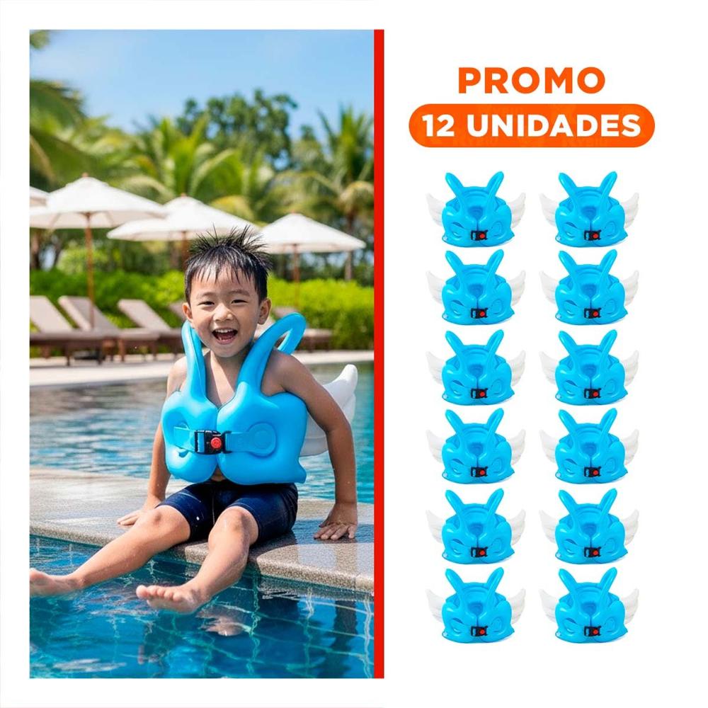 Pack12 Juguete con Alas Azul Claro Ludico y Resistente para Piscina Y+Regalo Sticker