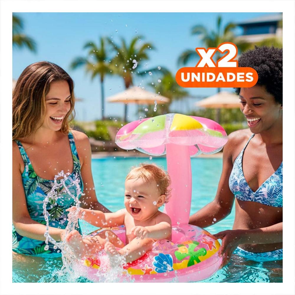 Pack2 Flotador Flor Rosado Acuatico y Colorido para Juegos Y+Regalo Sticker