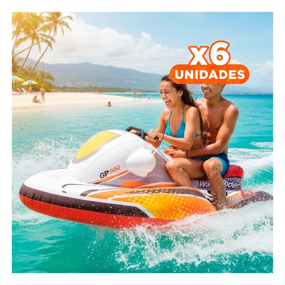 Pack6 Juguete Flotante Moto 117 x 77 cm Seguro para Piscina Y+Regalo Sticker