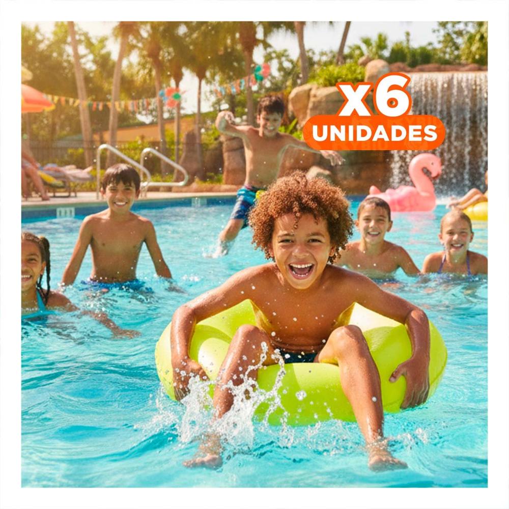 Pack6 Juguete Flotante Neon Amarillo 91 cm Seguro para Piscina Y+Regalo Sticker