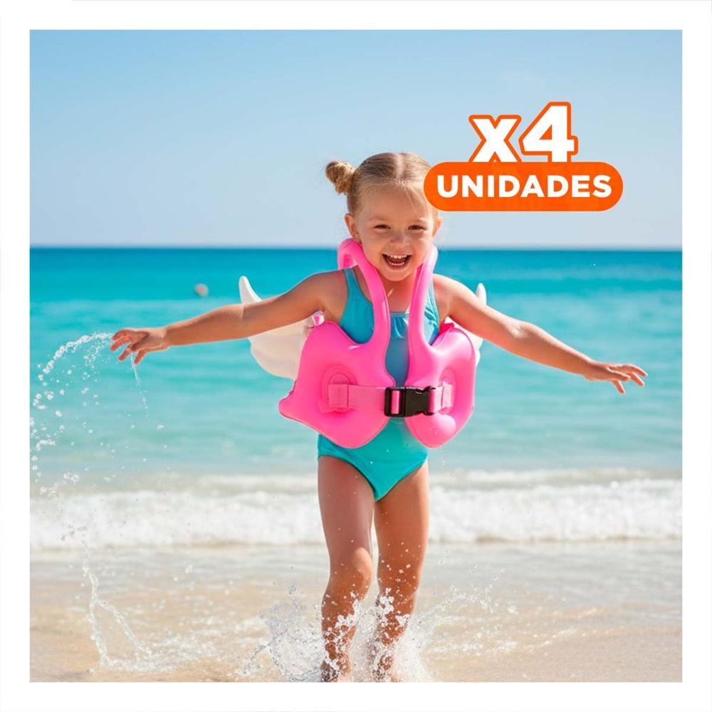 Pack4 Flotador con Alas Rosado Divertido y Ludico para Piscina Infantil