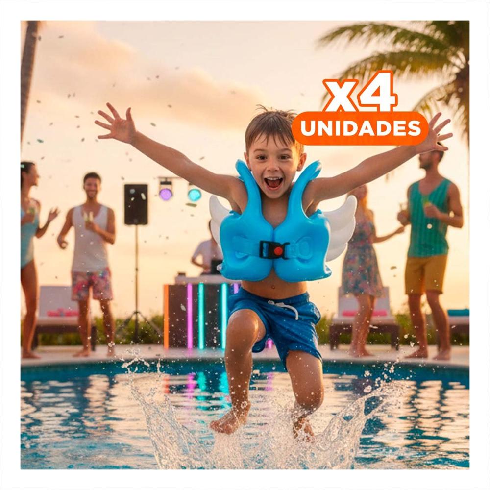 Pack4 Flotador con Alas Azul Claro Divertido y Ludico para Piscina Infantil