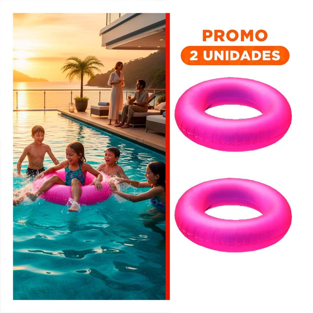 Pack2 Flotador Neon 91 cm Inflable Divertido y Seguro Rosado Neon para Piscina