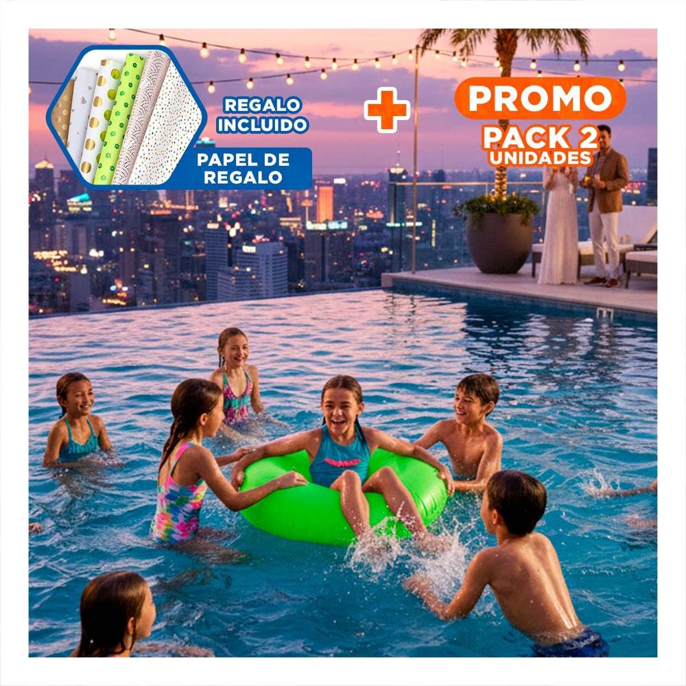 Pack2 Flotador Inflable Neon Verde 91 cm para Juegos en Agua Y+Papel Regalo