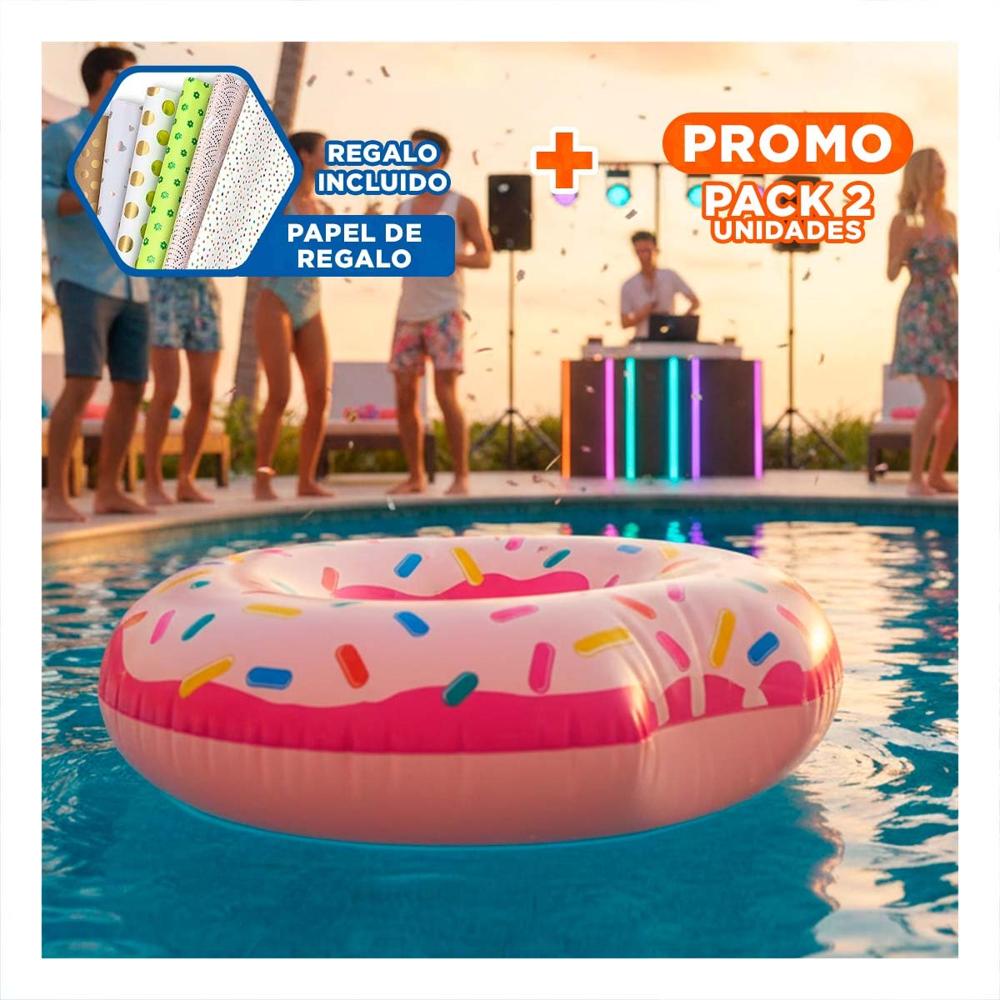 Pack2 Flotante Acuatico Donal Pink 107 cm Comodo para Juegos en Agua Y+Papel Regalo