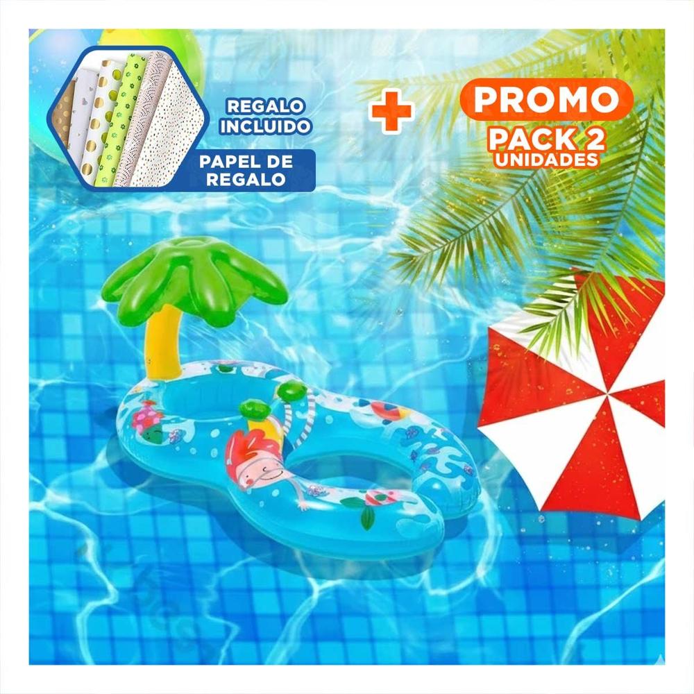 Pack2 Salvavidas para Bebe 117x 75 cm pensado para Flotacion Segura en Agua Y+Papel Regalo