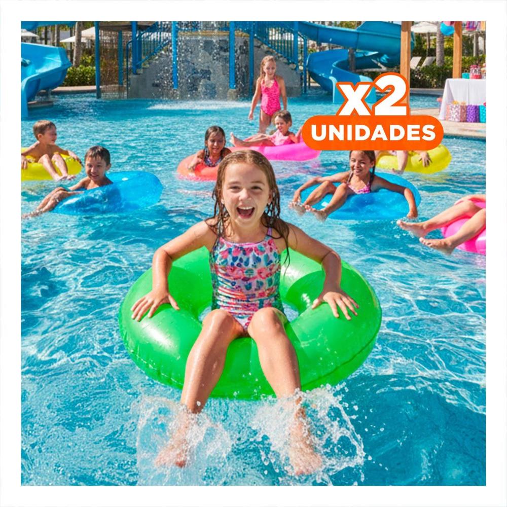 Pack2 Flotador Acuatico Neon Verde 91 cm para Piscina Infantil Y+Regalo Sticker