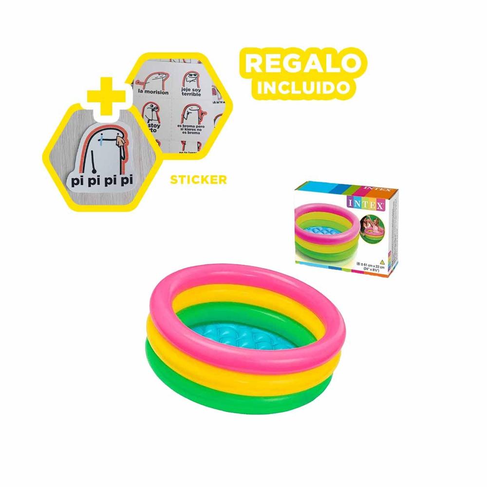 Piscina Arcoiris Inflable 61 x 22 cm para Jardin y Patio Familiar Y+Regalo Sticker