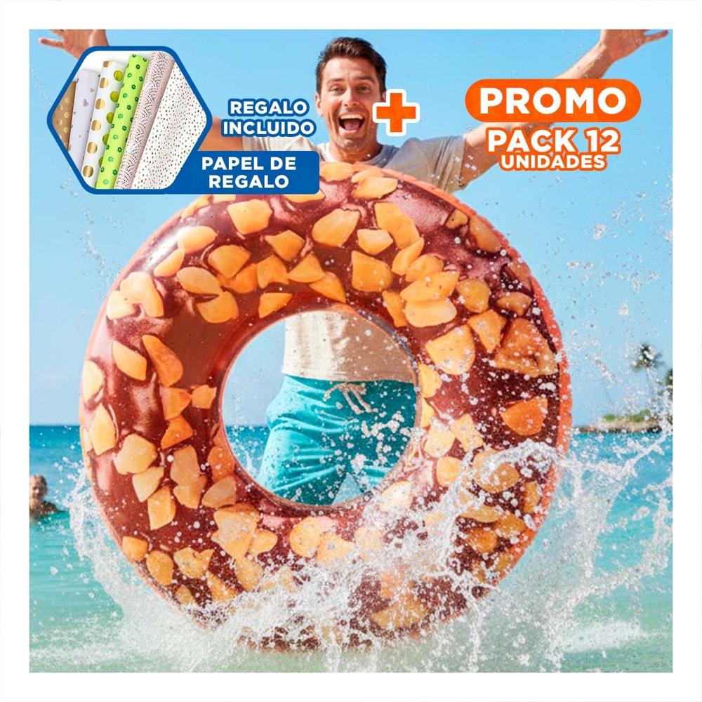 Pack12 Salvavidas Donal Chocolate 114 cm Seguro y Comodo para Piscina Infantil Y+Papel Regalo